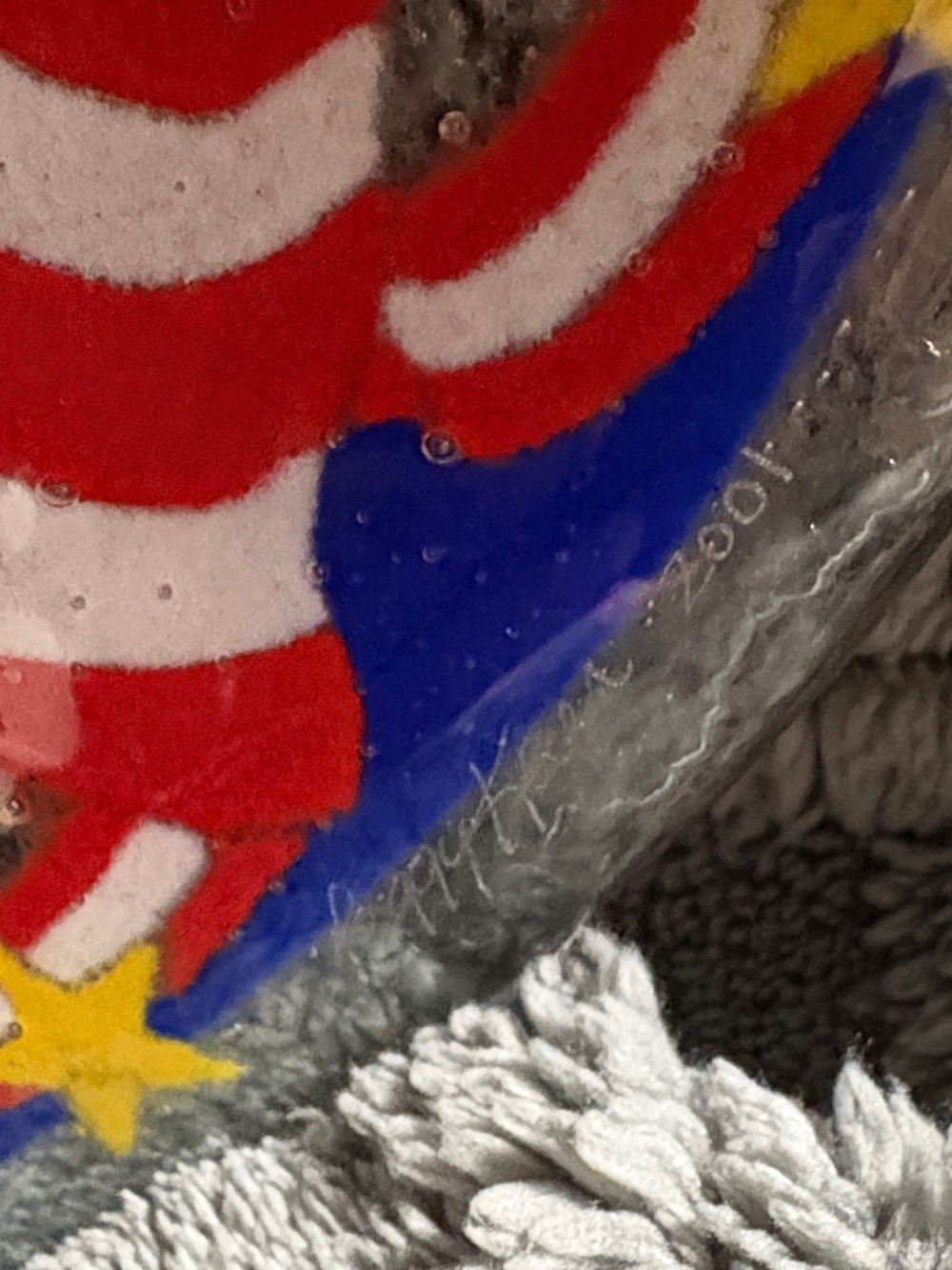 Peggy Karr fused glass plate features a vibrant American flag - Picture 2 of 4